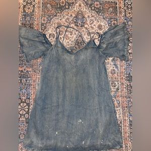 Size small denim dress w/ off the shoulder sleeves